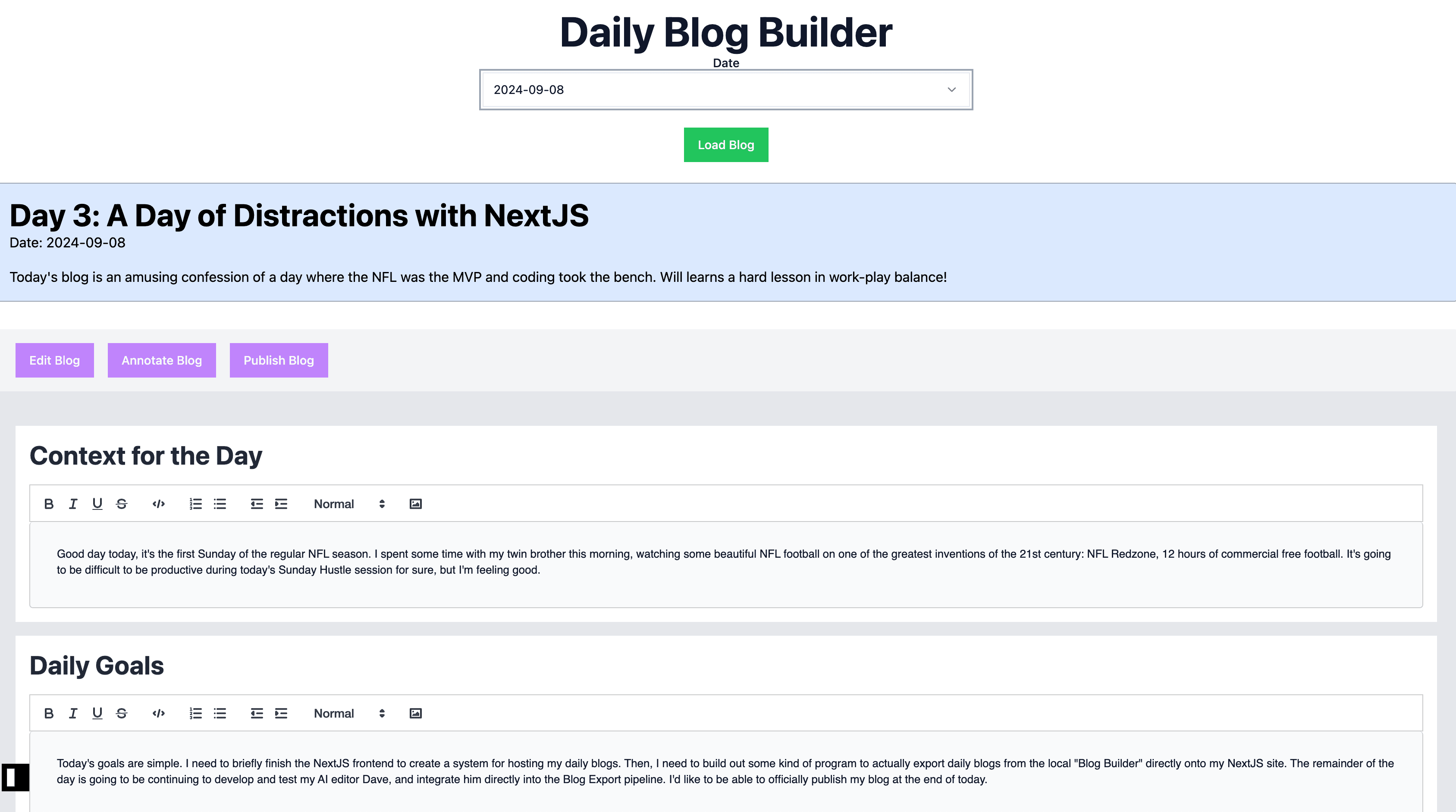 Daily Blog Builder